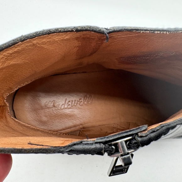 MADEWELL Charley Womens Black Leather Ankle Boots Side Zip Stacked Heel Size 9 - Picture 6 of 10